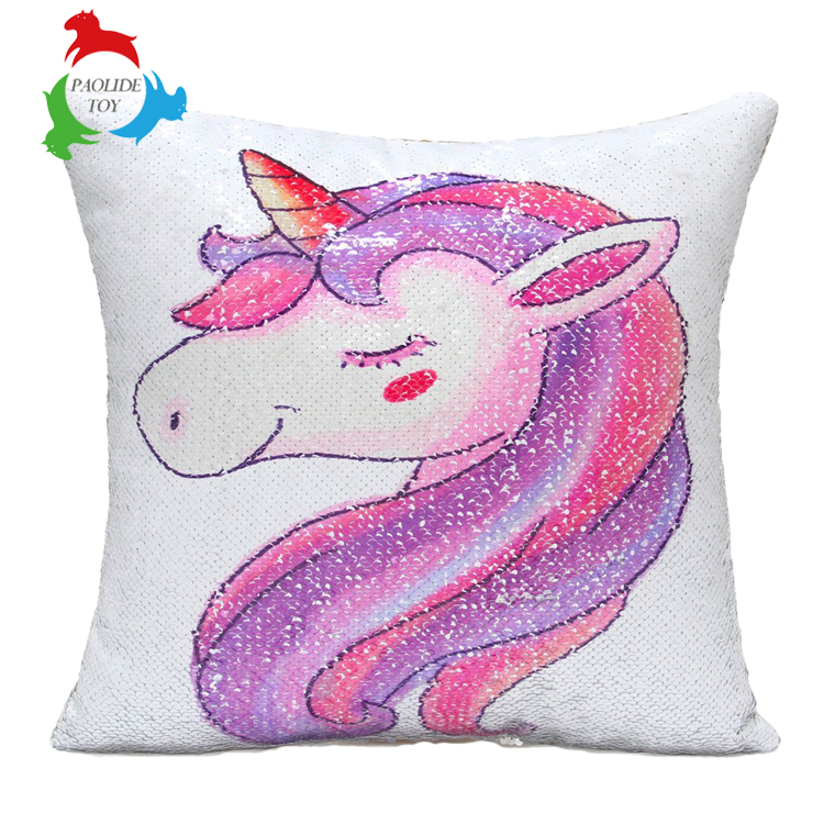 Home decorative magical unicorn sequins cushion cover