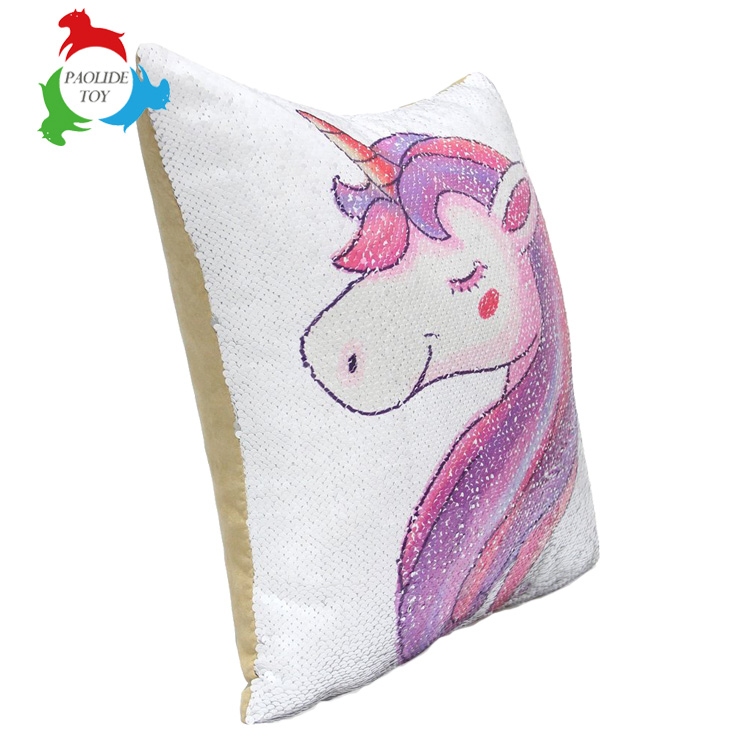 Home decorative magical unicorn sequins cushion cover