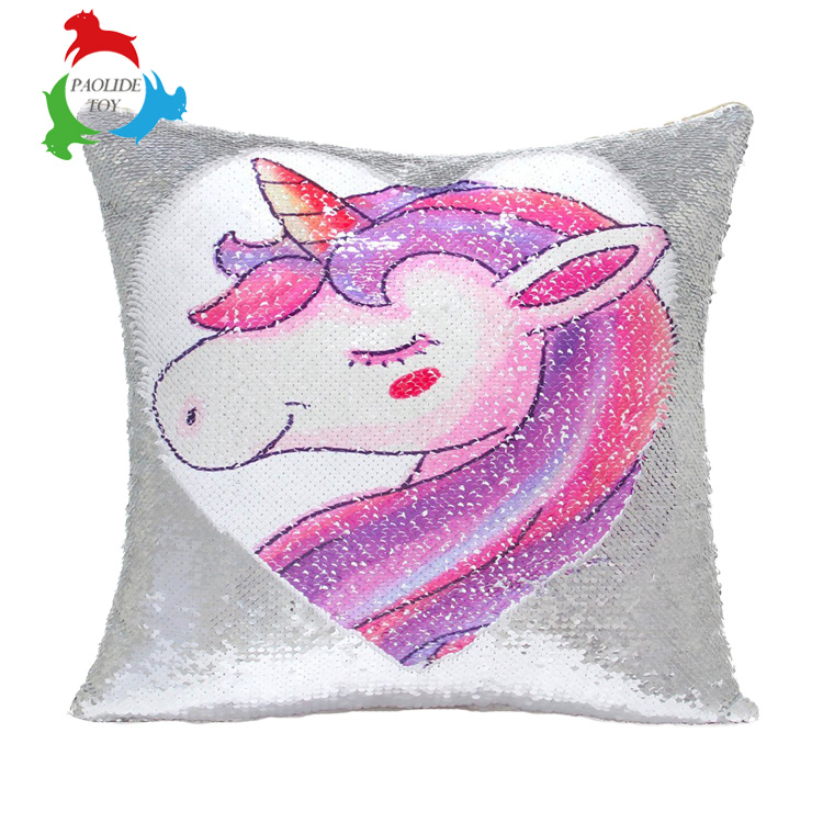Home decorative magical unicorn sequins cushion cover
