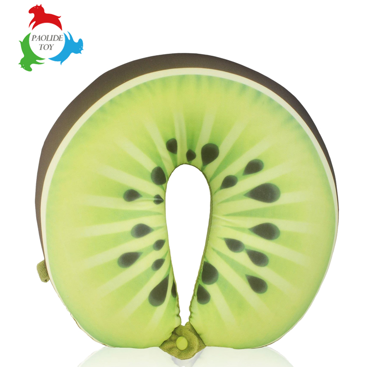 Mircobead stuffed thermal transfer printing fruit U shape travel pillow