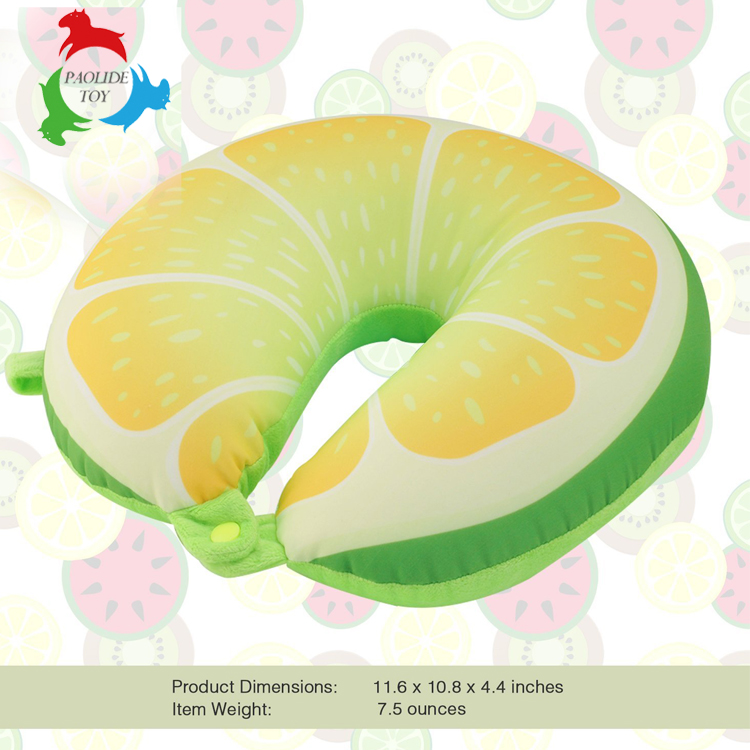 Mircobead stuffed thermal transfer printing fruit U shape travel pillow