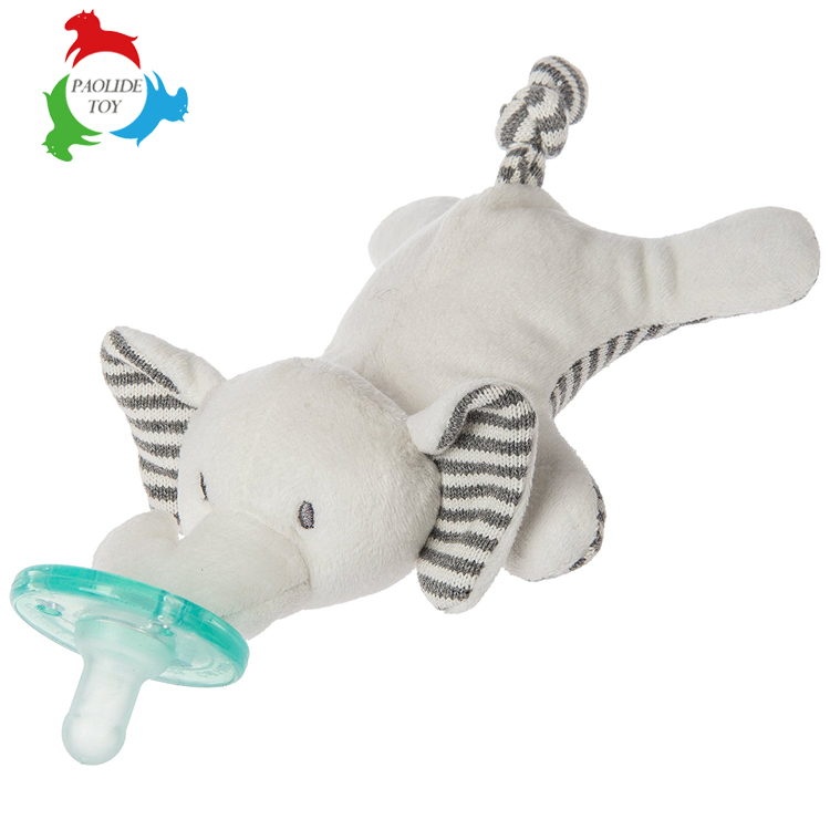 OEM baby pacifier holder soft plush stuffed newborn toys animals for kids