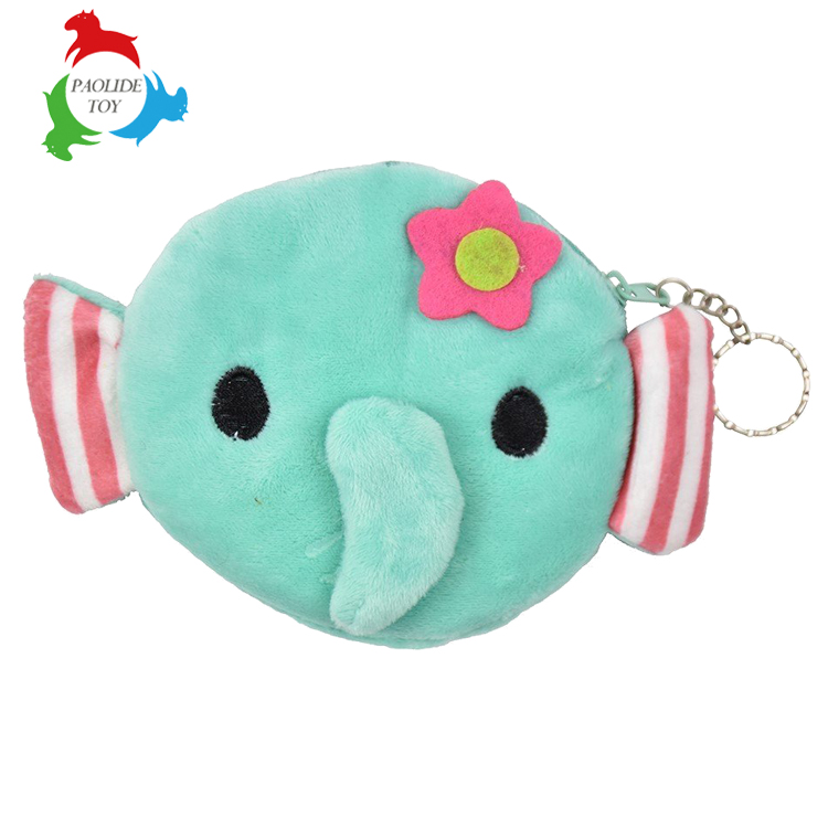 Semi-circular cartoon plush toys thickened keys package coin purse