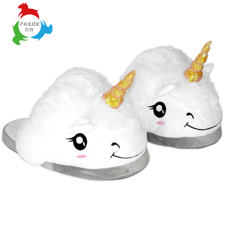 Fantasy plush unicorn soft plush slippers for adult festival christmas gift 