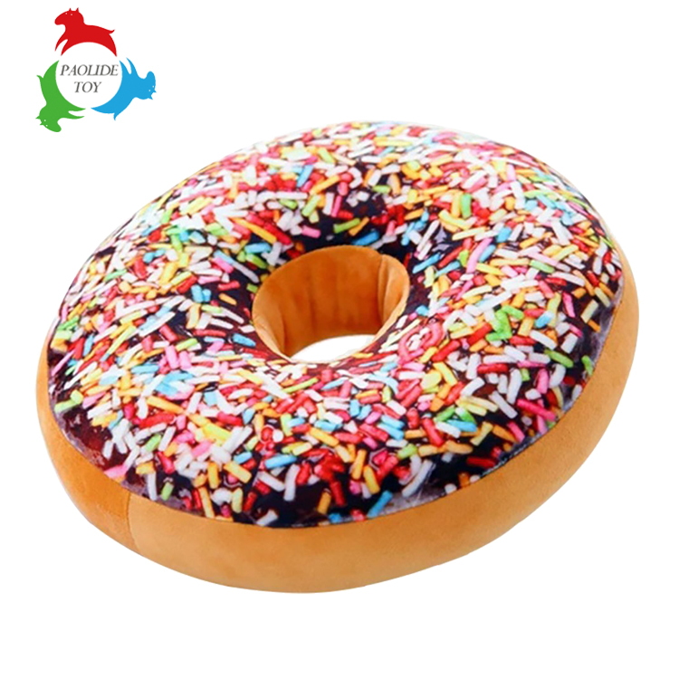 OEM custom high quality plush materail transfer printing donut cushion  