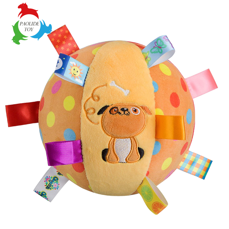 Baby soft plush stroller rainbow toss chime crawl rattle stuffed ball